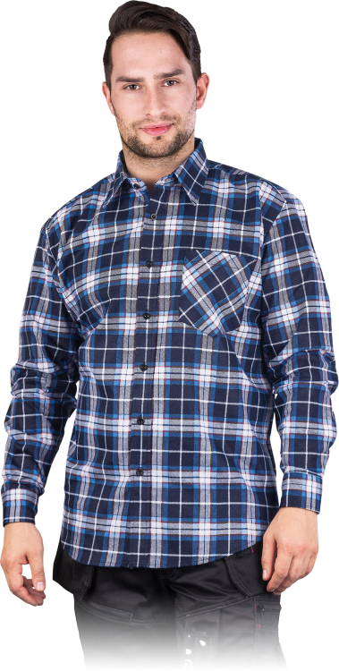 Męska Koszula Flanelowa Robocza KF w Kratę (100% Bawełna)