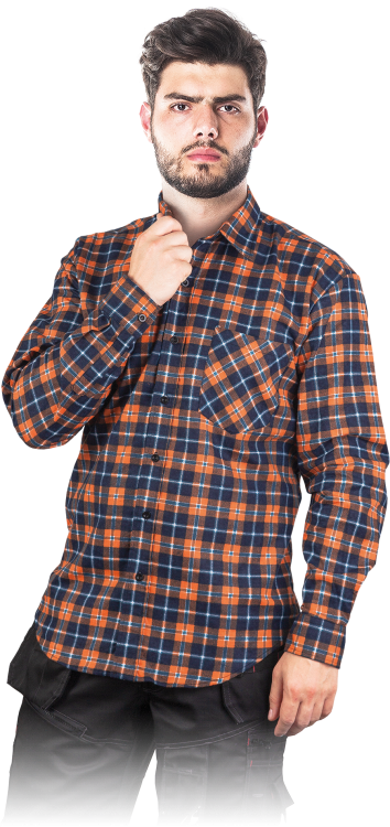 Męska Koszula Flanelowa Robocza KF w Kratę (100% Bawełna)