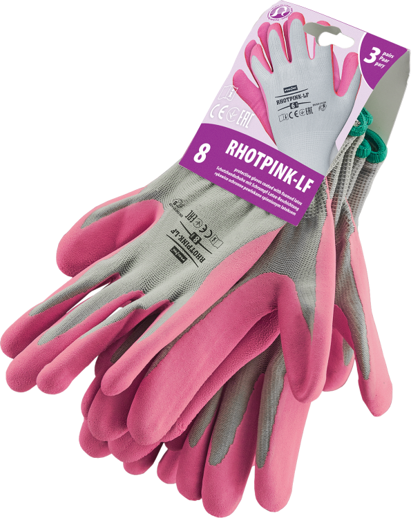 Rękawice Ochronne Ogrodowe Powlekane Spienionym Lateksem RHOTPINK-LF