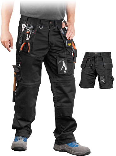 Spodnie Robocze 2w1 z Odpinanymi Nogawkami LEBER &amp; HOLLMAN LH-PEAKER – Wytrzymała Tkanina Twill 320 g/m² i Kieszenie Monterskie