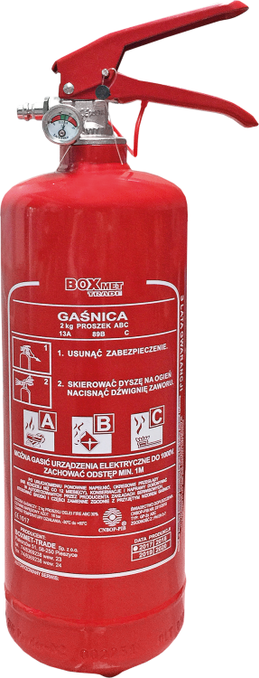 Gaśnica proszkowa 2 kg BOXMET TRADE BX-GP-2XABC