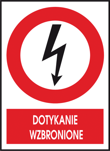 Znak Elektryczny „Dotykanie wzbronione” REIS Z-6EZA (74x105 mm, Folia Samoprzylepna)