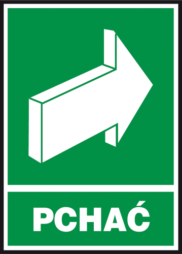 Znak Ewakuacyjny „Pchać” REIS Z-38E (Format G: 50x150 mm, Folia Samoprzylepna Fotoluminescencyjna)
