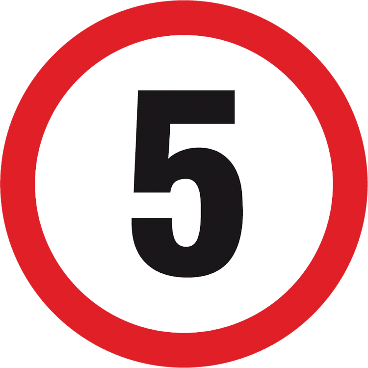 Znak „Ograniczenie prędkości do 5 km/h” Z-DW112