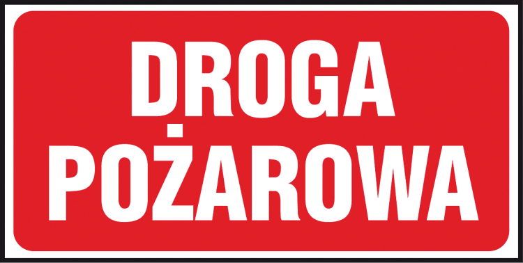Znak Ochrony PPOŻ „Droga pożarowa” REIS Z-45P (200x400 mm, Płyta PCV / Folia Samoprzylepna)