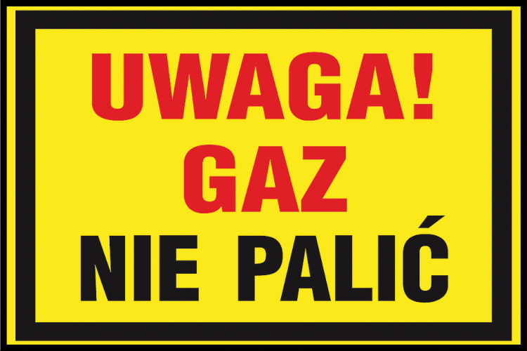 Znak „Uwaga! Gaz nie palić” FOLIA Z-19G