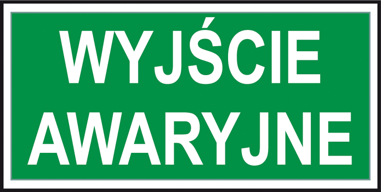 Znak Ewakuacyjny „Wyjście awaryjne” REIS Z-33E (Format A: 150x300 mm, Folia Samoprzylepna / Płyta PCV Fotoluminescencyjna)