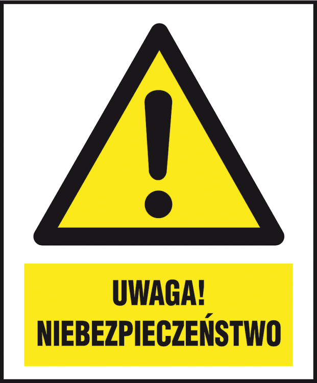 Znak Ostrzegawczy „Uwaga! Niebezpieczeństwo” REIS Z-156CH (Format P: 220x300 mm, Folia Samoprzylepna / Płyta PCV)