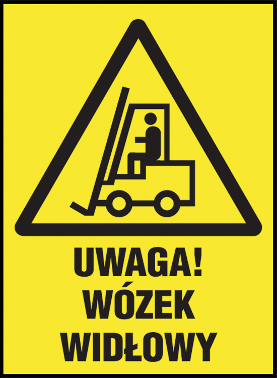 Znak BHP „Uwaga! Urządzenie do transportu poziomego” PŁYTA Z-6O1