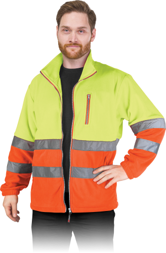 Bluza Polarowa Ostrzegawcza Męska REIS POLSTRIP – Polar 280 g/m² i Pasy Odblaskowe Class 2