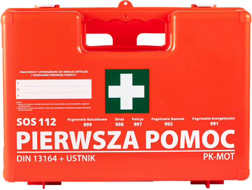 Przenośna Apteczka Zakładowa AZP10 z Uchwytem Ściennym – Niezwykle Trwałe Tworzywo ABS (DIN 13164:2022)