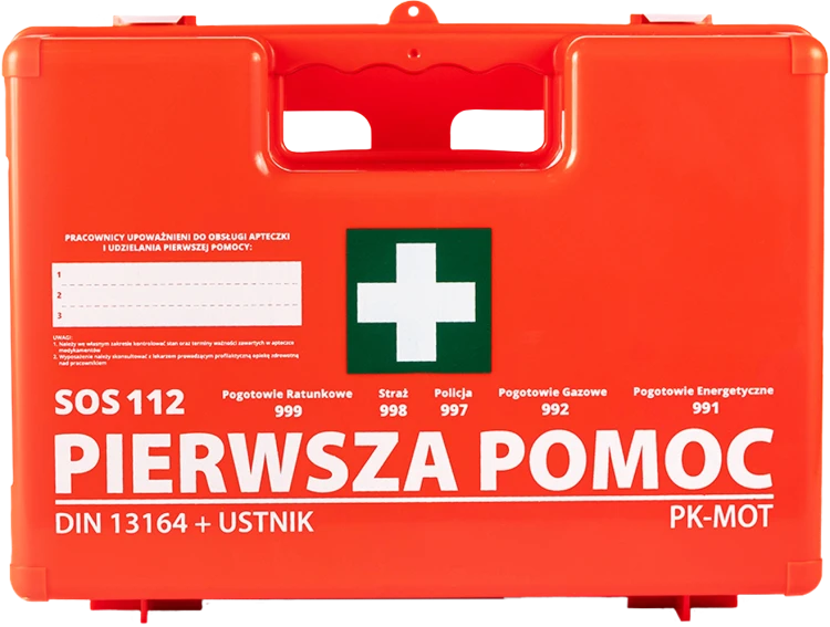 Przenośna Apteczka Zakładowa AZP10 z Uchwytem Ściennym – Niezwykle Trwałe Tworzywo ABS (DIN 13164:2022)
