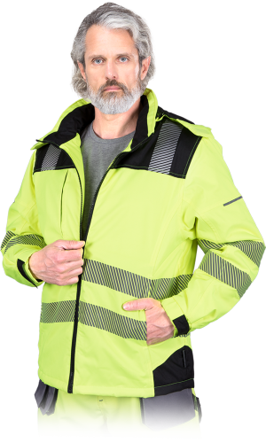 Męska Kurtka Robocza Ocieplana LEBER &amp; HOLLMAN LH-VOLTER (Klasa 2 Hi-Vis) – Zintegrowane Pasy Odblaskowe, OEKO-TEX® Standard 100