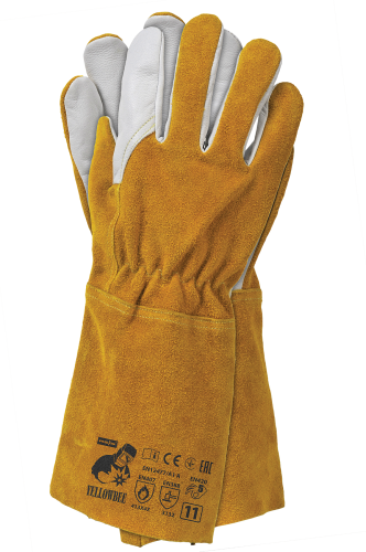 Rękawice Spawalnicze TIG ze Skóry Koziej Licowej i Miodowej Dwoiny YELLOWBEE (Nici Kevlar®, Długość 35 cm, Typ B, EN 12477 / EN 407 / EN 388)
