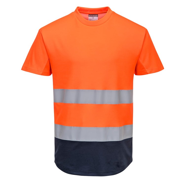 Dwukolorowy t-shirt siatkowy C395