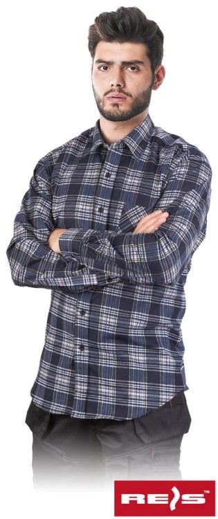 Męska Koszula Flanelowa Robocza KF w Kratę (100% Bawełna)
