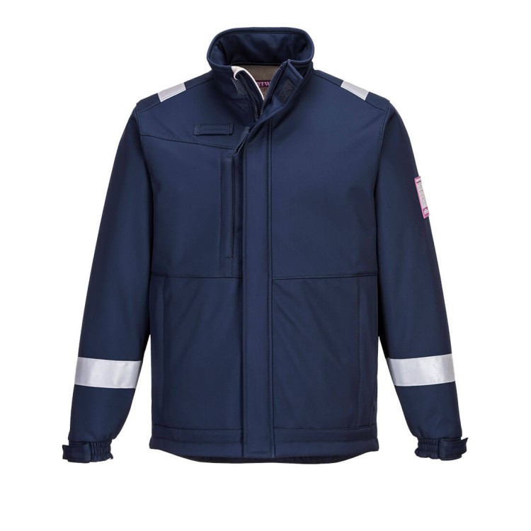 Trudnopalna Kurtka SOFTSHELL Multi-Norm Portwest Modaflame MV73 – Antystatyczna, Kwasoodporna i Łukoodporna