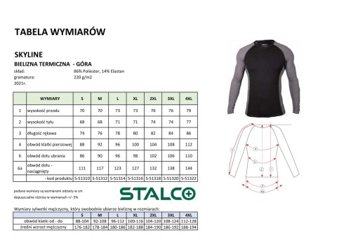 Koszulka Męska Termoaktywna STALCO SKYLINE Czarna