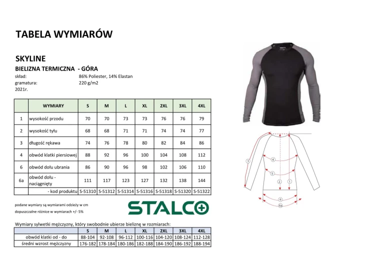 Koszulka Męska Termoaktywna STALCO SKYLINE Czarna