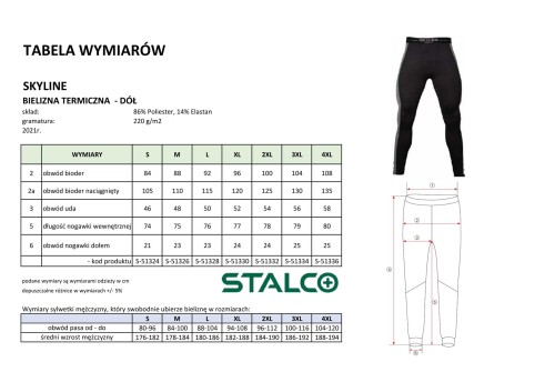 Kalesony Męskie Termoaktywne STALCO SKYLINE Czarne