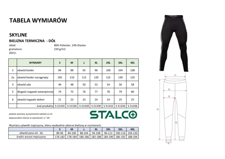 Kalesony Męskie Termoaktywne STALCO SKYLINE Czarne