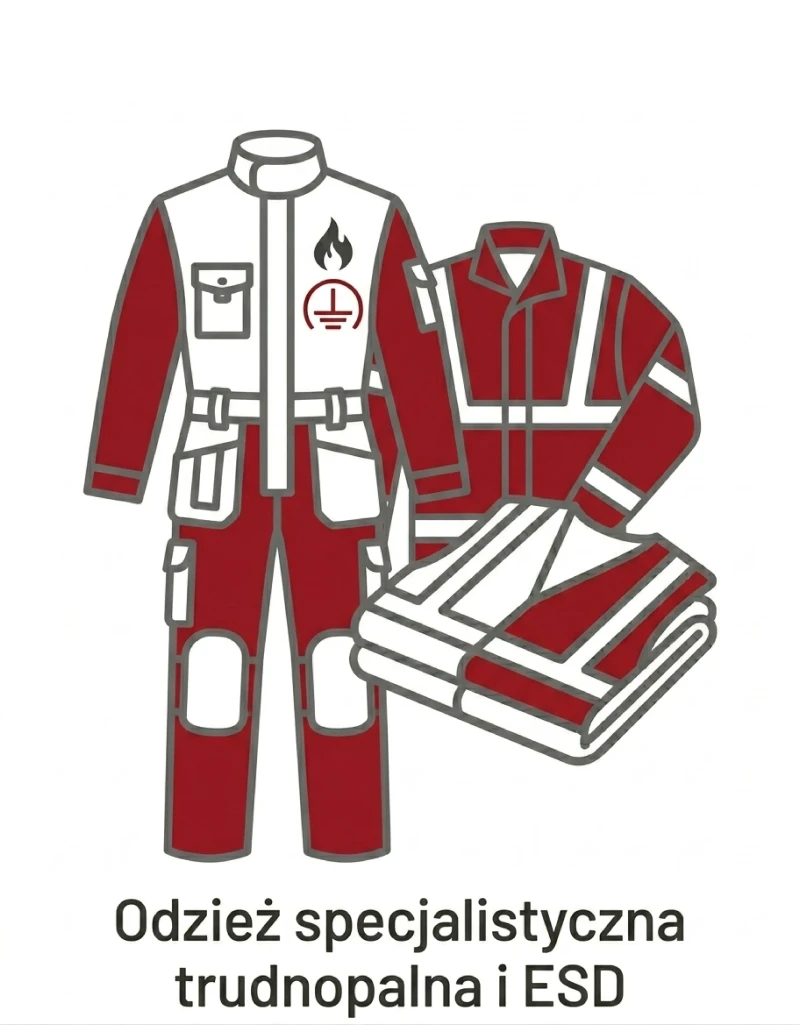 Odzież specjalistyczna trudnopalna i ESD